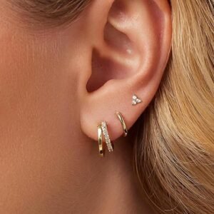 3 Pairs Gold Hoop Earrings