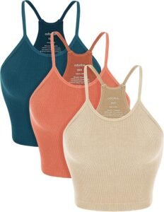 Rib-Knit Camisole Crop Tank Tops