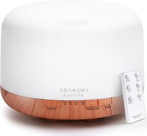 ASAKUKI 500ml Essential Oil Diffuser – 5-in-1 Ultrasonic Aromatherapy Humidifier with Remote Control