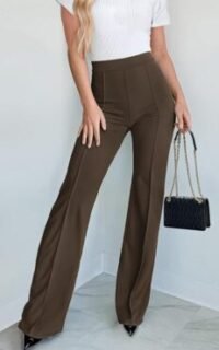 Agenlulu Elastic Waist Wide Leg Dress Pants