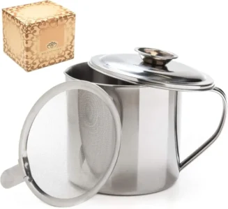 Aulett Home Bacon Fat Container with Oil Strainer