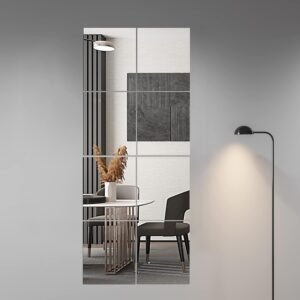 Delma Full Length Wall Mirror - 14x12 Inch 8-Piece Frameless Mirror Tiles