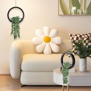Der Rose 2-Pack Fake Hanging Succulents - Artificial Plants in Black Pots
