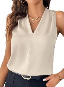 EVALESS Womens Pleated Tank Tops