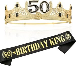 Gold Crown and Sash for 50TH Birthday King