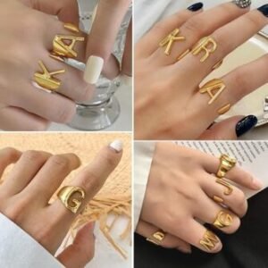 KeyStyle Bold Initial Letter Rings Adjustable