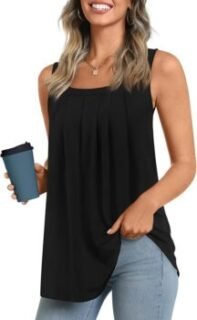 LONGYUAN Square Neck Tunic Tank Tops