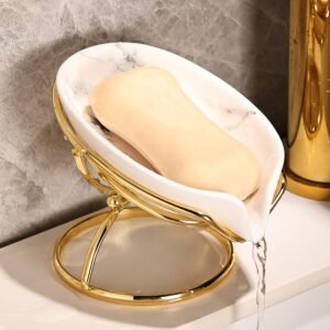 Leaf-Shaped Ceramic Soap Dish with Drain - White Soap Holder for 2025