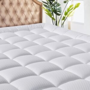 MATBEBY Full Size Mattress Pad - Cooling Quilted Mattress Topper in White