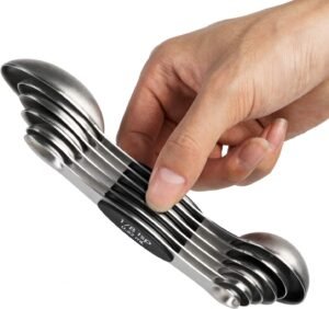 Magnetic Measuring Spoons Set of 6 - Stainless Steel Dual-Sided Stackable Teaspoons