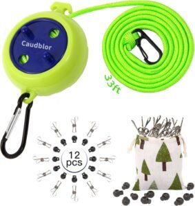 Portable Travel Clothesline Cord - Caudblor 33ft Adjustable Camping Laundry Rope