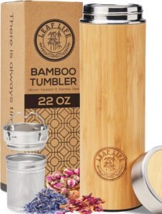 Premium Bamboo Thermos with Tea Infuser - 22oz Tea Gift Set for Women
