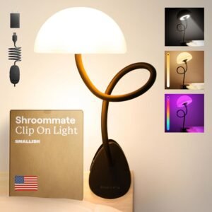 Shroommate Clip-On Light & Bedside Lamp - Multicolor LED Reading Light in Black