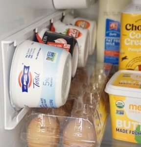 Storage Theory Yogurt Organizer for Fridge - Peel & Stick White Holder
