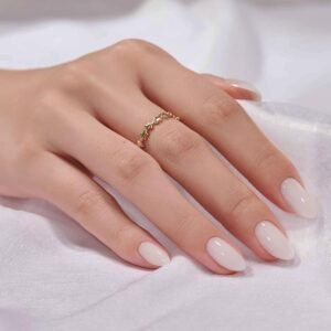 White Press On Nails Short - Almond Soft Gel Nails