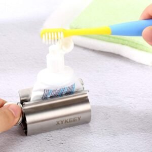 XYKEEY Set of 2 Toothpaste Squeezer Rollers - Stainless Steel Tube Wringer & Holder