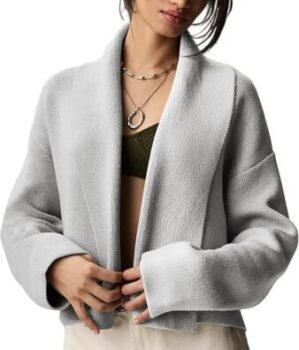 Yimoon Oversized Cropped Lapel Cardigan