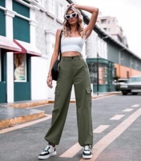 ZMPSIISA High Waisted Wide Leg Cargo Pants