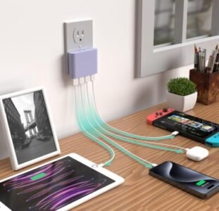 a group of devices connected to a wall outlet