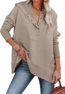 onlypuff Oversized Button up V Neck Hoodies
