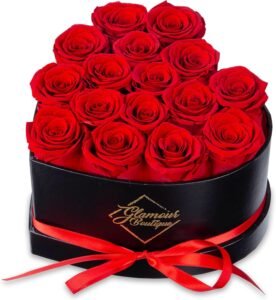 16 Preserved Roses Heart Box Timeless Gift for Her on Any Occasion