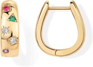 PAVOI 14K Gold Plated 925 Sterling Silver Posts Chunky Huggie Earrings