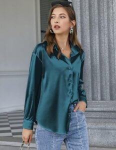 Chigant Women's Blouse Satin Silk