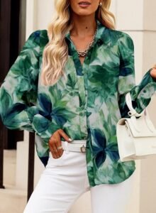 EVALESS Womens Tops Button Down Shirts Print Long Sleeve Blouses for Women Fashion 2025