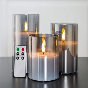 65 Must-Have Amazon Gems Selling Out Quick in 2025 – Truly Unique! 16 Eywamage Smoke Grey Glass Flameless Candles with Remote, Flickering Battery Operated LED Pillar Candles Set of 3