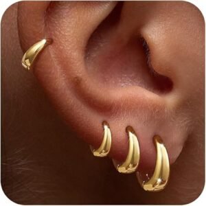 Foxgirl 4 Pairs Chunky Small Huggie Hoop Earrings