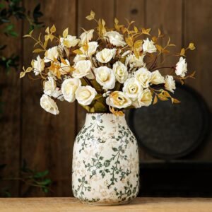 Green and Beige Vintage Vase