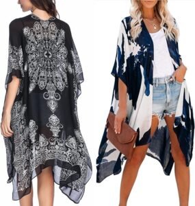 Moss Rose Women's Beach Cover up Swimsuit Kimono with Bohemian Floral Print