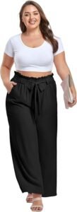 OLRIK Women's Casual Plus Size Pants High Waisted Self-tie