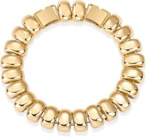 PAVOI 14K Gold Plated Chunky Ribbed Texture Bracelet