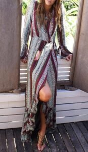 R.Vivimos Summer Long Sleeve Maxi Dresses