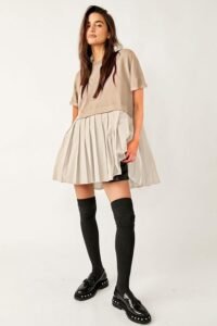 SAUKOLE Womens Summer Crew Neck Short Sleeve Dress