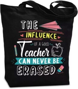 Top 50 Chic Tote Bags on Amazon to Instantly Upgrade Your Outfit 73 Teacher Appreciation Tote Bag NANOOER Canvas Gift Bag with Pocket (Black)